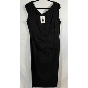 MUXXN Black Ruched Bodycon Midi Dress Sleeveless Women's 3X NWT Cocktail Holiday